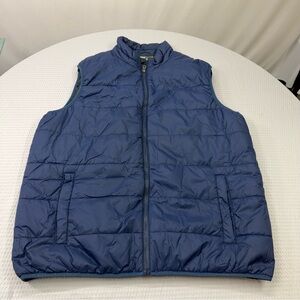 Swiss Tech Men's Navy Quilted Puffer Vest - Zippered Sleeveless Jacket